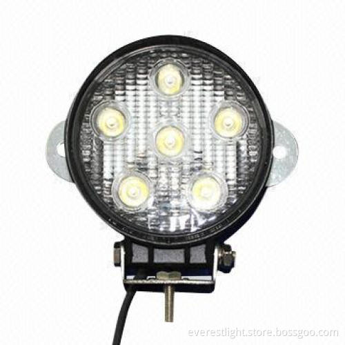 Heavy-duty round 18W LED work light, 12 and 24V voltage
